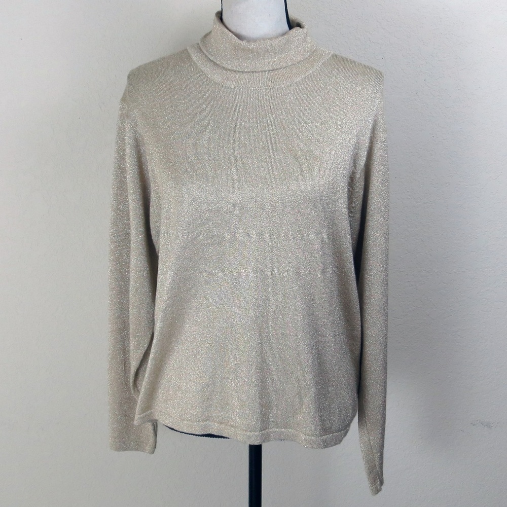 Talbots Gold Sparkle Shirt Size L